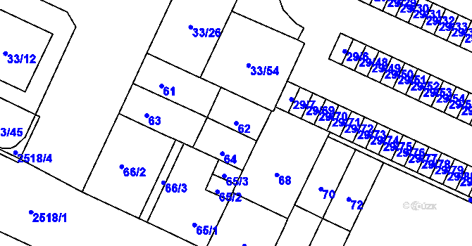 Parcela st. 62 v KÚ Doubravka, Katastrální mapa