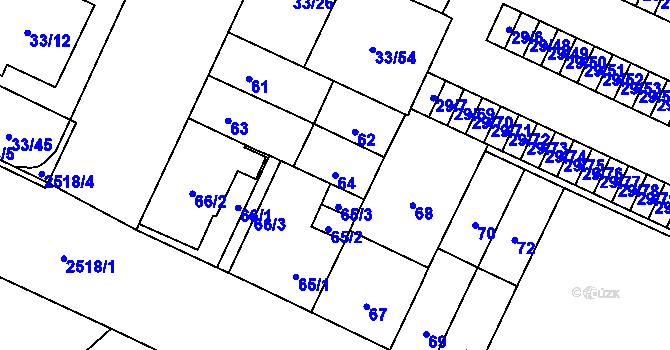 Parcela st. 64 v KÚ Doubravka, Katastrální mapa