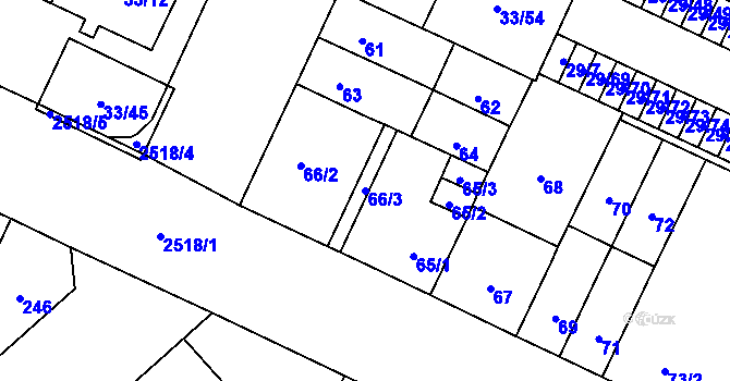 Parcela st. 66/3 v KÚ Doubravka, Katastrální mapa
