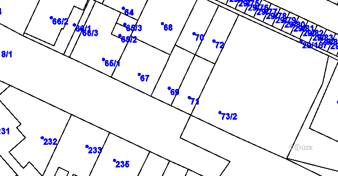 Parcela st. 69 v KÚ Doubravka, Katastrální mapa