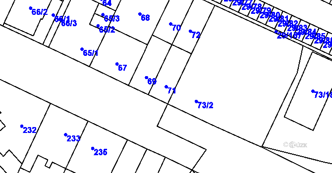 Parcela st. 71 v KÚ Doubravka, Katastrální mapa