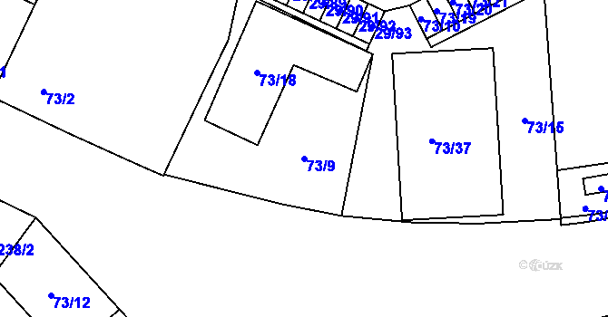 Parcela st. 73/9 v KÚ Doubravka, Katastrální mapa