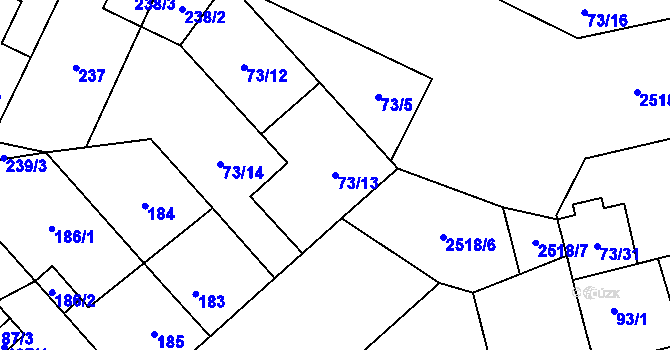 Parcela st. 73/13 v KÚ Doubravka, Katastrální mapa