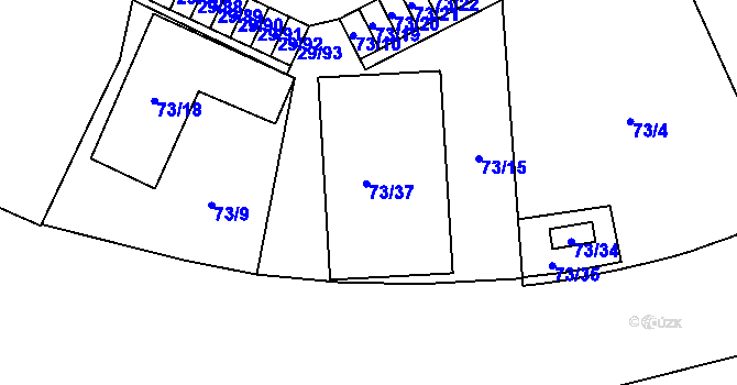 Parcela st. 73/15 v KÚ Doubravka, Katastrální mapa