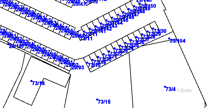Parcela st. 73/21 v KÚ Doubravka, Katastrální mapa