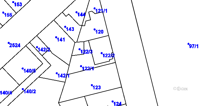 Parcela st. 122/2 v KÚ Doubravka, Katastrální mapa