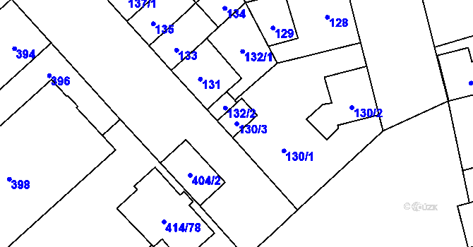 Parcela st. 130/3 v KÚ Doubravka, Katastrální mapa