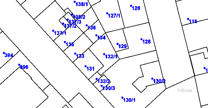 Parcela st. 132/1 v KÚ Doubravka, Katastrální mapa