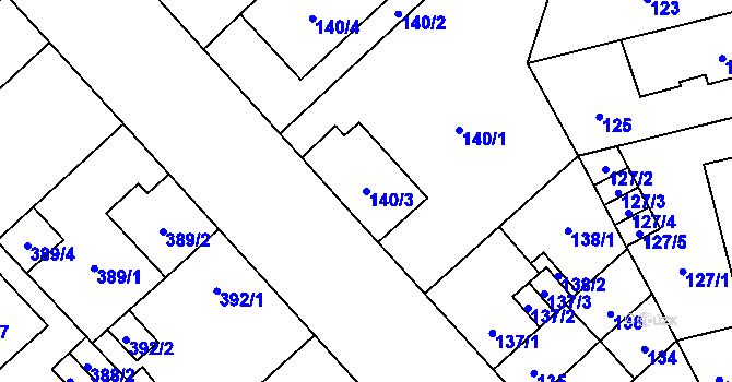 Parcela st. 140/3 v KÚ Doubravka, Katastrální mapa