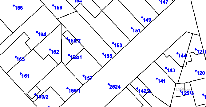 Parcela st. 155 v KÚ Doubravka, Katastrální mapa