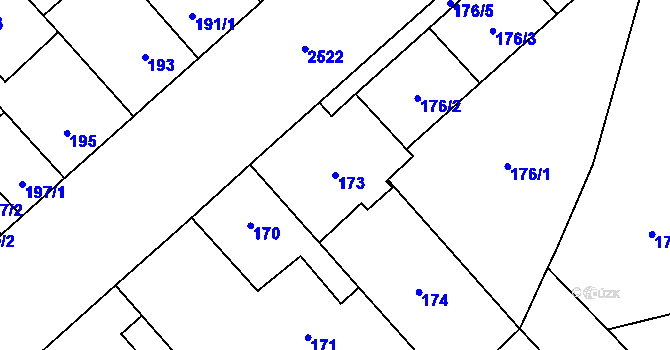 Parcela st. 173 v KÚ Doubravka, Katastrální mapa