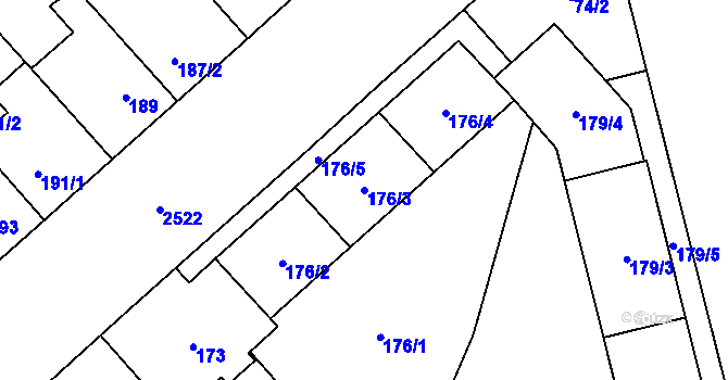Parcela st. 176/3 v KÚ Doubravka, Katastrální mapa