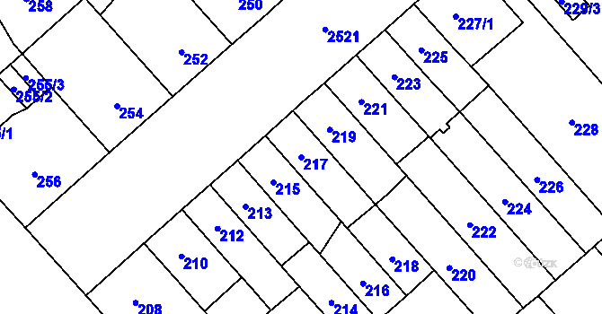 Parcela st. 217 v KÚ Doubravka, Katastrální mapa