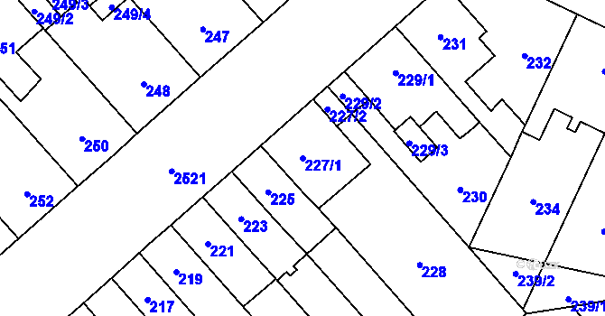 Parcela st. 227/1 v KÚ Doubravka, Katastrální mapa