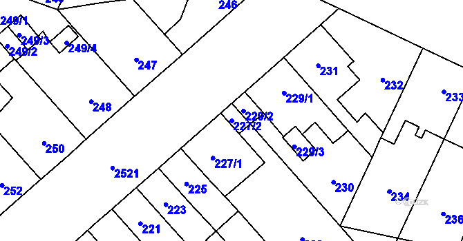 Parcela st. 227/2 v KÚ Doubravka, Katastrální mapa