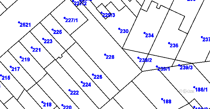 Parcela st. 228 v KÚ Doubravka, Katastrální mapa