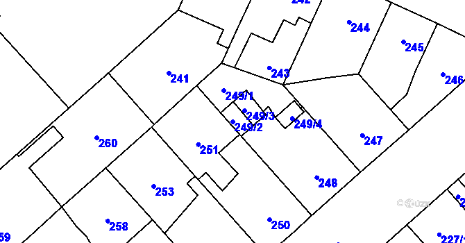 Parcela st. 249/2 v KÚ Doubravka, Katastrální mapa