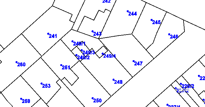 Parcela st. 249/4 v KÚ Doubravka, Katastrální mapa