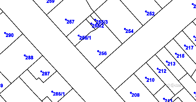 Parcela st. 256 v KÚ Doubravka, Katastrální mapa