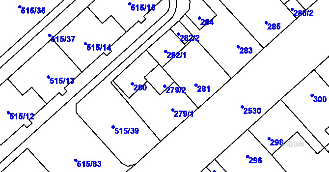 Parcela st. 279/2 v KÚ Doubravka, Katastrální mapa