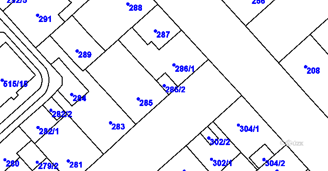 Parcela st. 286/2 v KÚ Doubravka, Katastrální mapa