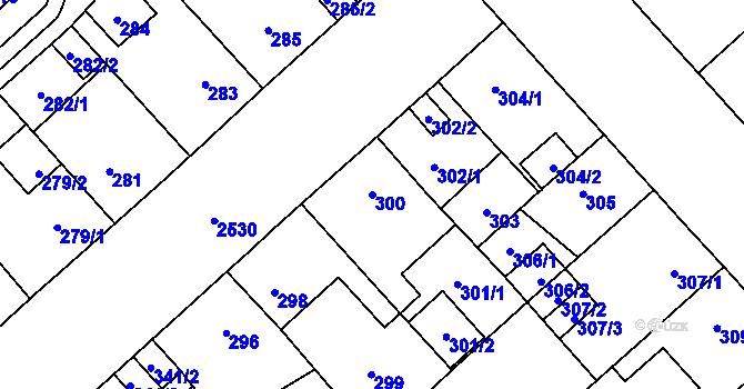Parcela st. 300 v KÚ Doubravka, Katastrální mapa