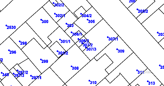 Parcela st. 307/2 v KÚ Doubravka, Katastrální mapa