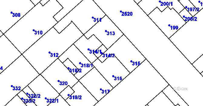 Parcela st. 314/2 v KÚ Doubravka, Katastrální mapa