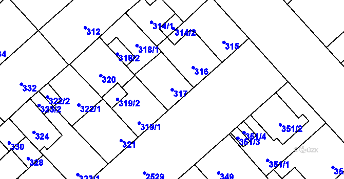 Parcela st. 317 v KÚ Doubravka, Katastrální mapa
