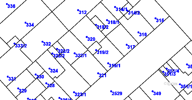 Parcela st. 319/2 v KÚ Doubravka, Katastrální mapa