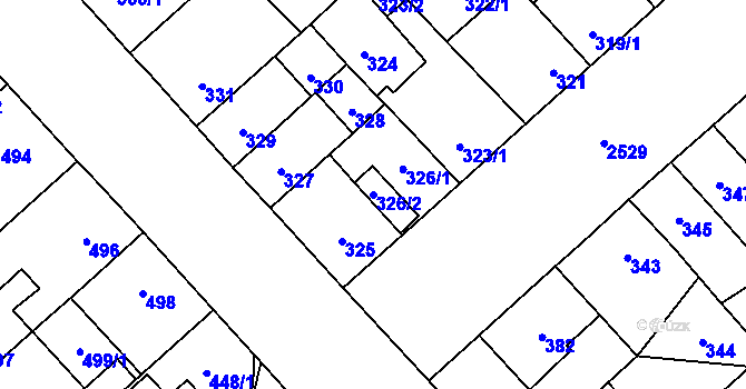 Parcela st. 326/2 v KÚ Doubravka, Katastrální mapa