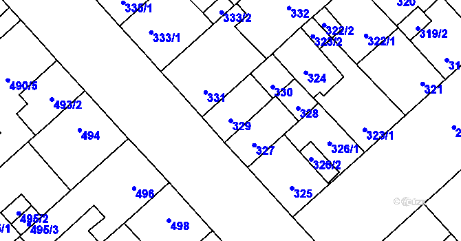 Parcela st. 329 v KÚ Doubravka, Katastrální mapa