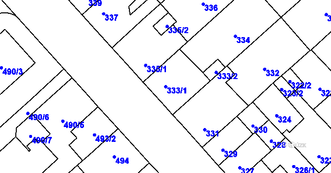 Parcela st. 333/1 v KÚ Doubravka, Katastrální mapa