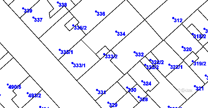 Parcela st. 333/2 v KÚ Doubravka, Katastrální mapa