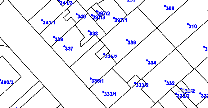 Parcela st. 335/2 v KÚ Doubravka, Katastrální mapa