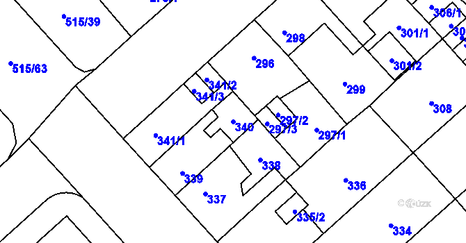 Parcela st. 340 v KÚ Doubravka, Katastrální mapa