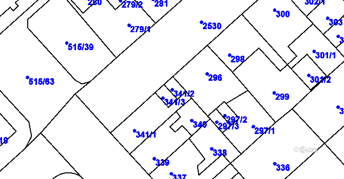 Parcela st. 341/2 v KÚ Doubravka, Katastrální mapa