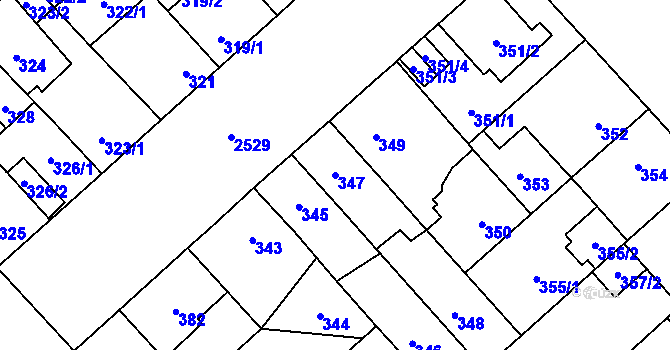 Parcela st. 347 v KÚ Doubravka, Katastrální mapa