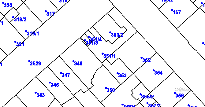 Parcela st. 351/1 v KÚ Doubravka, Katastrální mapa