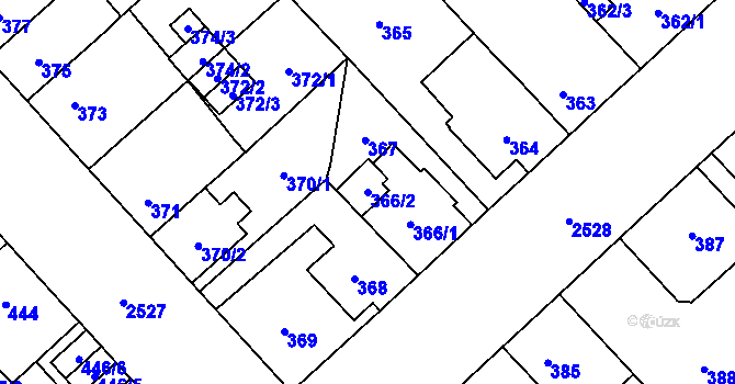 Parcela st. 366/2 v KÚ Doubravka, Katastrální mapa
