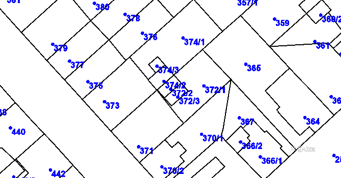 Parcela st. 372/2 v KÚ Doubravka, Katastrální mapa
