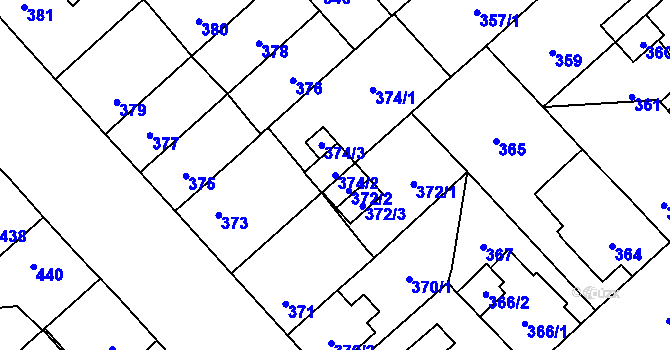 Parcela st. 374/2 v KÚ Doubravka, Katastrální mapa