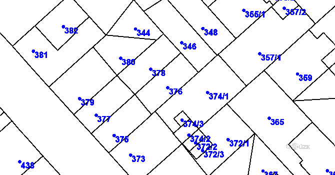 Parcela st. 376 v KÚ Doubravka, Katastrální mapa