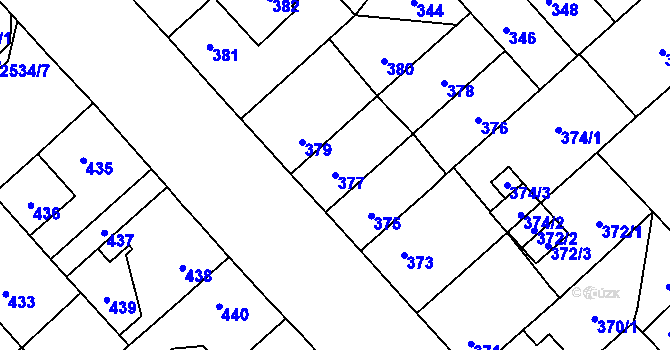 Parcela st. 377 v KÚ Doubravka, Katastrální mapa