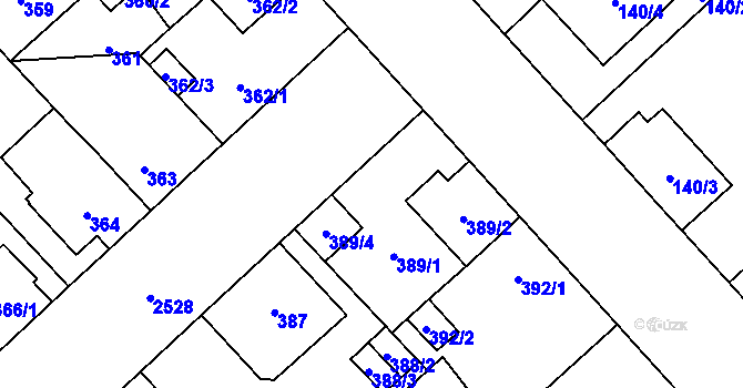 Parcela st. 389/3 v KÚ Doubravka, Katastrální mapa
