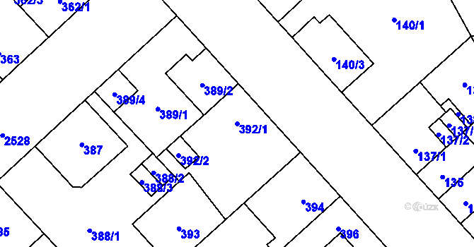 Parcela st. 392/1 v KÚ Doubravka, Katastrální mapa