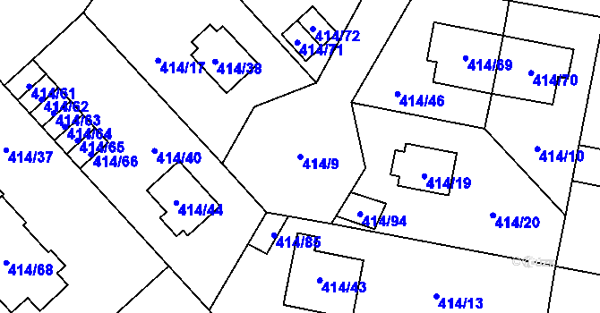 Parcela st. 414/9 v KÚ Doubravka, Katastrální mapa