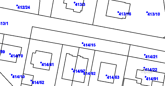 Parcela st. 414/15 v KÚ Doubravka, Katastrální mapa