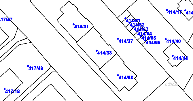 Parcela st. 414/33 v KÚ Doubravka, Katastrální mapa