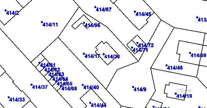 Parcela st. 414/38 v KÚ Doubravka, Katastrální mapa
